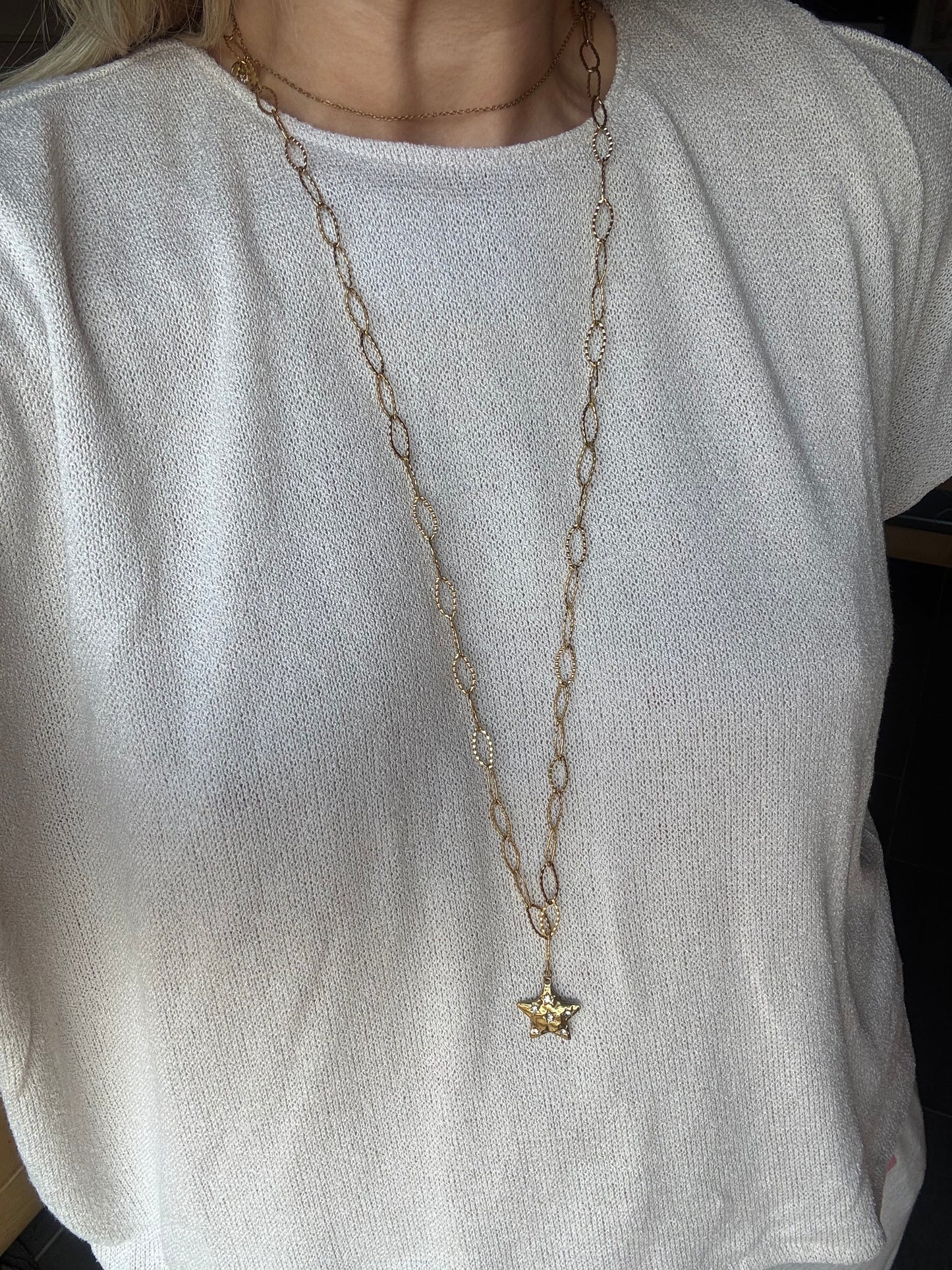 Sautoir Bony strass argent