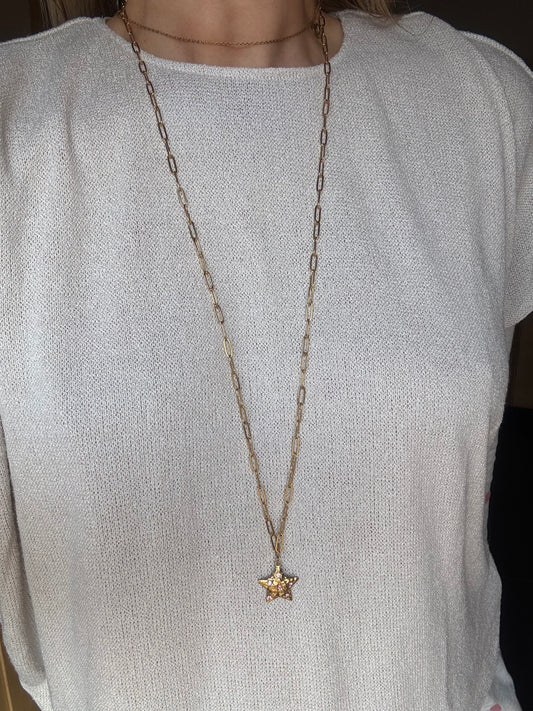 Sautoir Lola strass rose